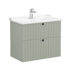 Vitra Root Groove 69449 Lavabo Dolabı, İki Çekmeceli, 80 Cm, Mat Retro Yeşil, Klasik Lavabolu